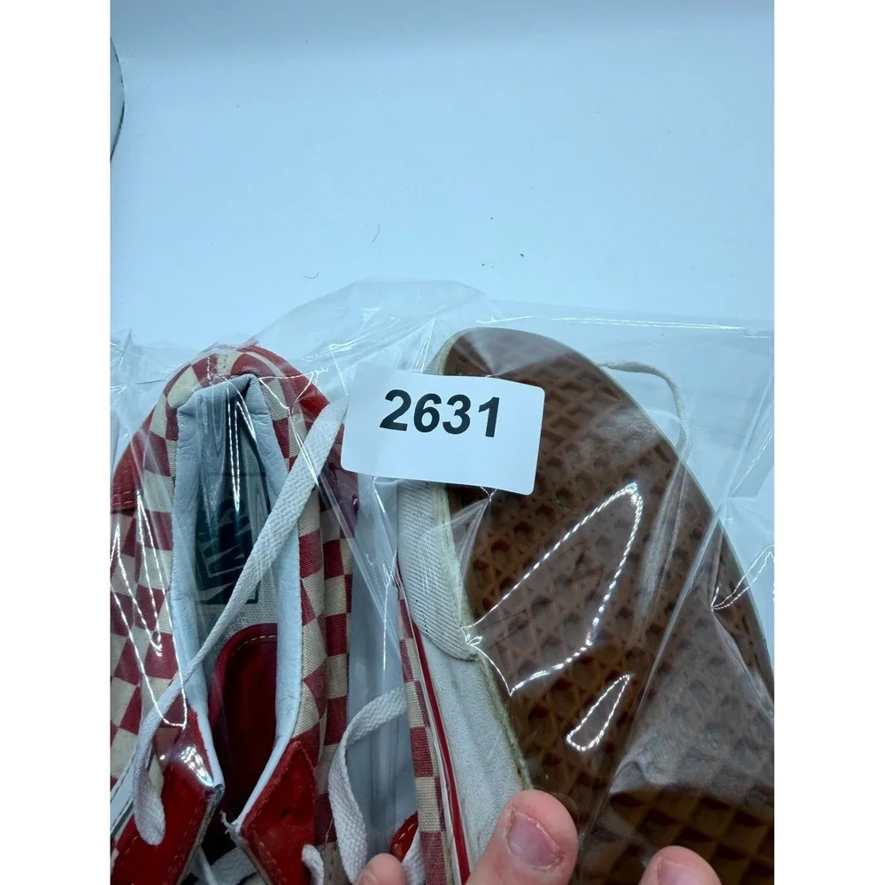 Vans Old Skool Checkerboard Mens 12 Sneaker Red White Canvas Skateboard Shoes‎